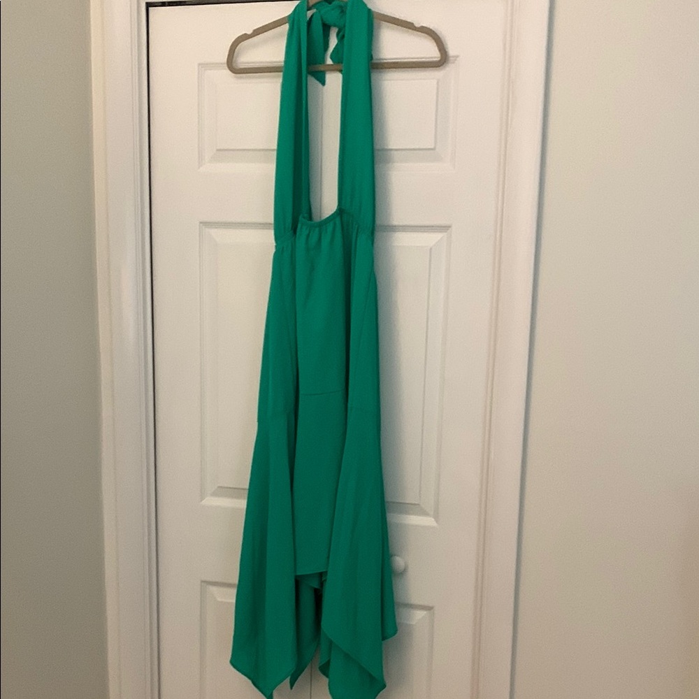 Vici Green Asymmetrical Tie Front Sundress